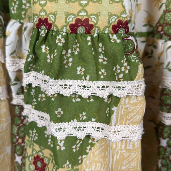 Her Destiny Bohemian Floral Print Maxi Dress Tiered Cottagecore Milkmaid Small - Picture 7 of 14